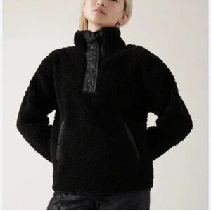 Athleta Black Sherpa Snap Sweatshirt